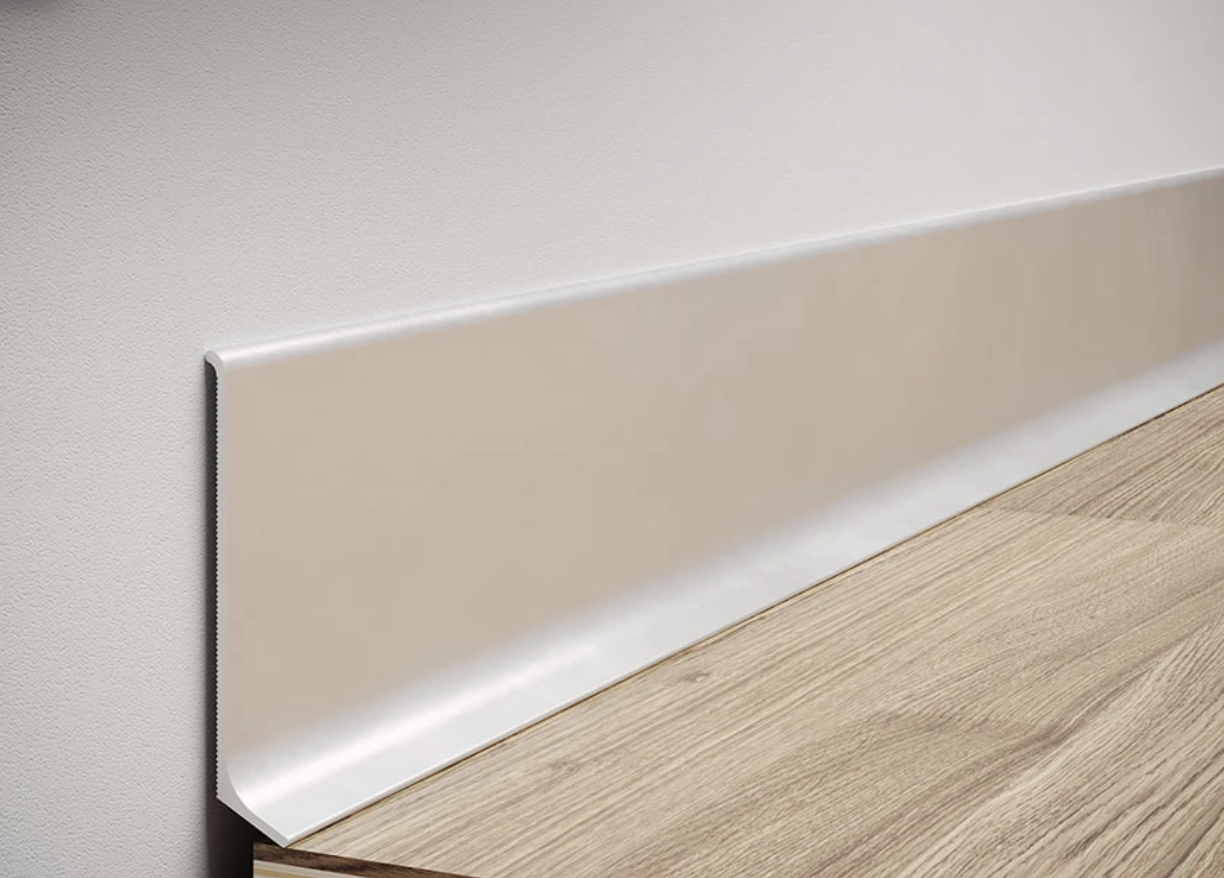 Алюмінієвий плінтус 60х12х2700 мм срібний анодований (Доплата, уточнювати у менеджера)