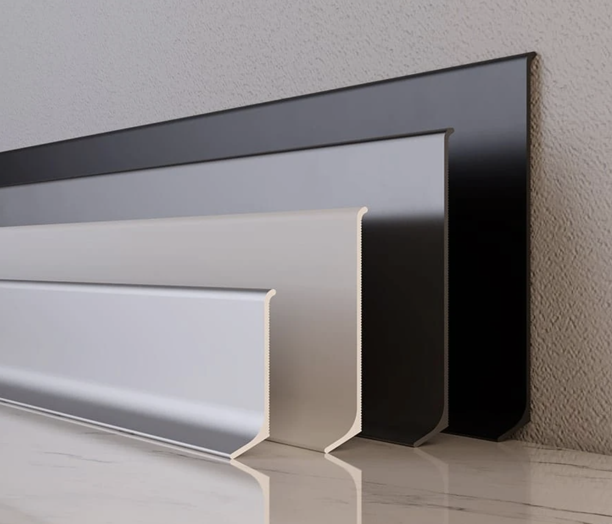 Алюмінієвий плінтус 60х12х2700 мм срібний анодований (Доплата, уточнювати у менеджера)