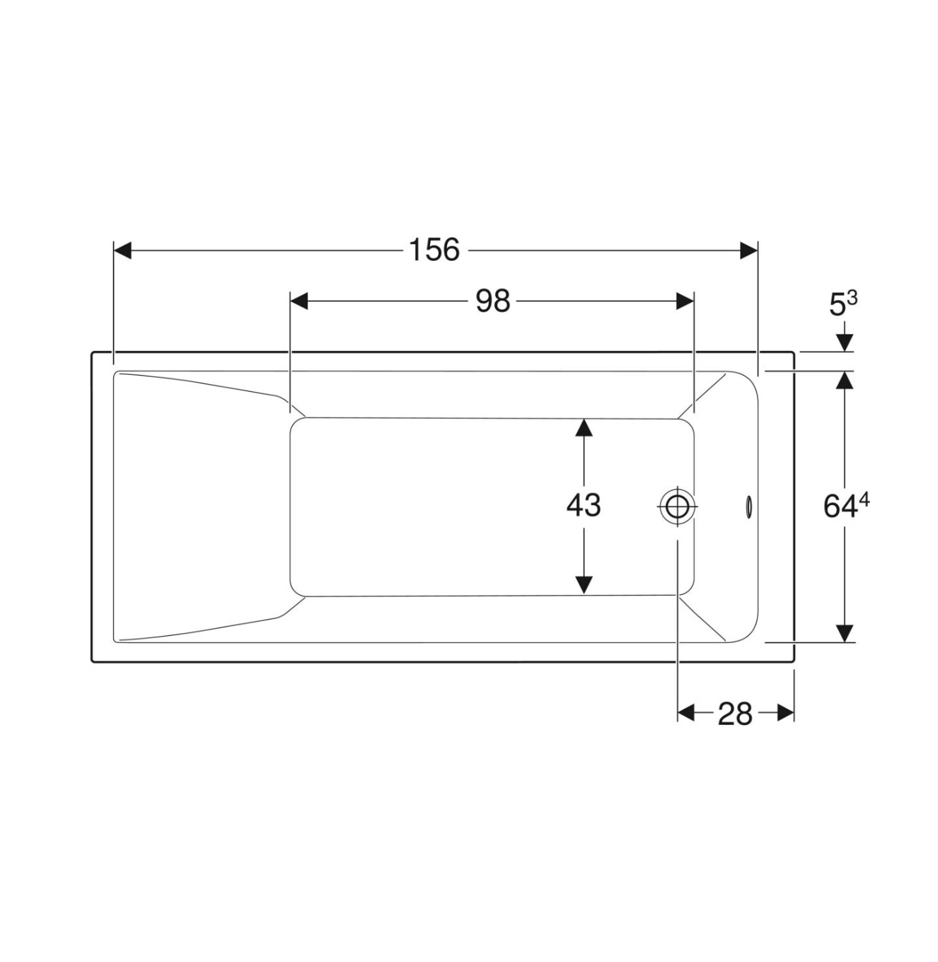 Ванна акриловая 170 х 75 х h42 см Geberit Selnova Square (Доплата, уточнюйте у менеджера)