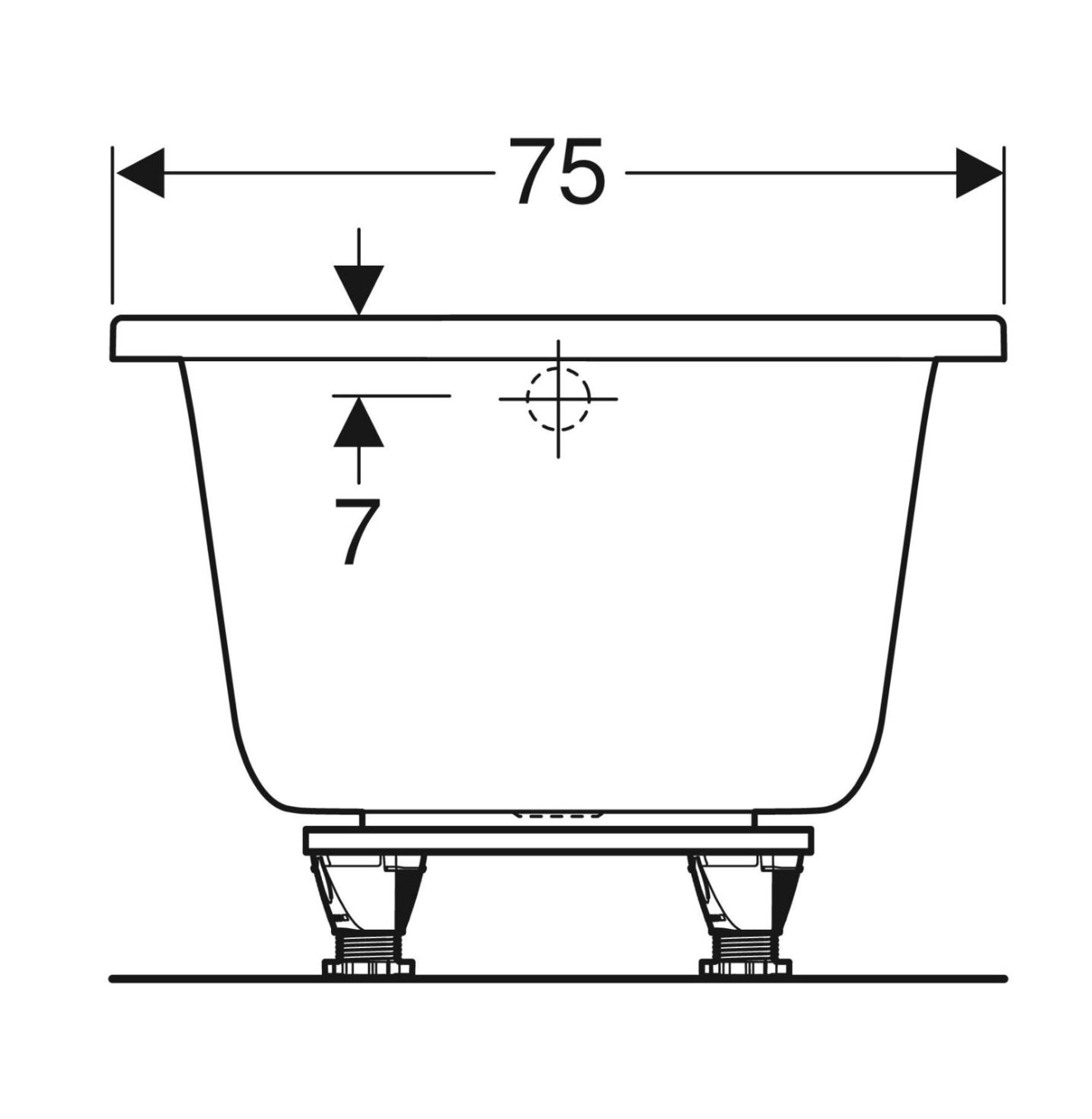 Ванна акриловая 170 х 75 х h42 см Geberit Selnova Square (Доплата, уточнюйте у менеджера)